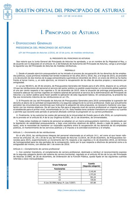Ley del Principado de Asturias 1/2016, de 10 de junio