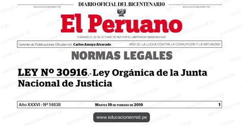 LEY Nº 30916   Ley Orgánica de la Junta Nacional de ...