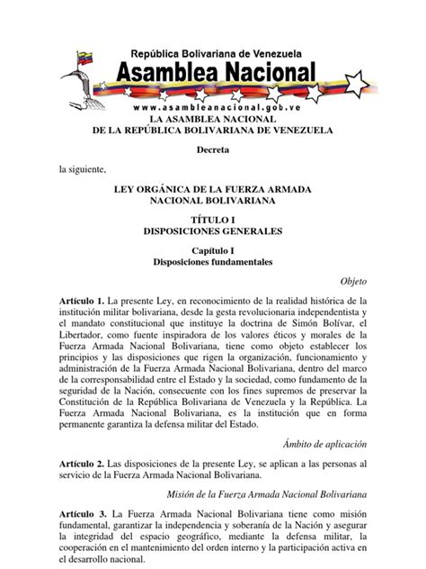 Ley Orgánica de la Fuerza Armada Nacional Bolivariana ...