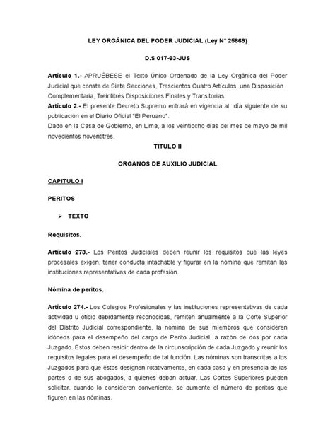 Ley Orgánica Del Poder Judicial DE 1978  PERU | Perito ...