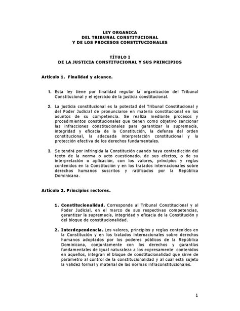 LEY ORGANICA DEL TRIBUNAL CONSTITUCIONAL Y DE LOS PROCESOS ...