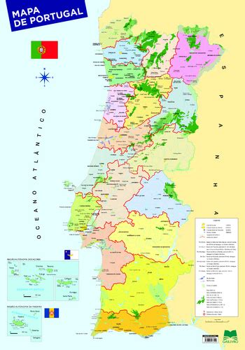 Leyaonline   Mapa De Portugal  70 X 100    AUTORES, VÁRIOS