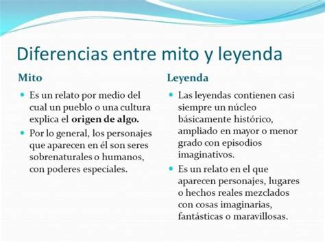 Leyenda y Mito: diferencias y similitudes | Cuadro Comparativo