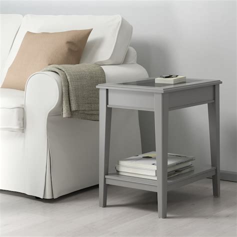 LIATORP Side table, grey, glass, 57x40 cm   IKEA