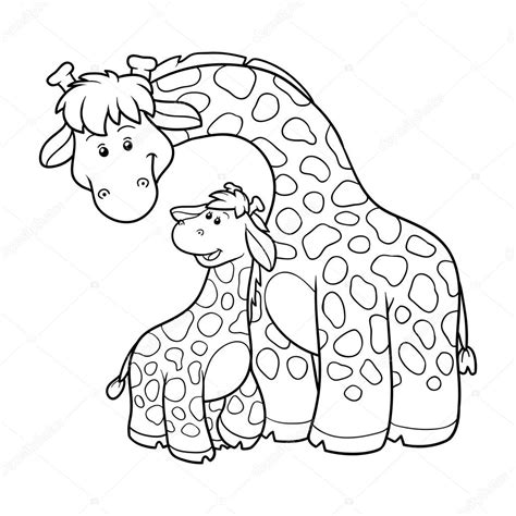 Libro de colorear para niños  dos jirafas  — Vector de ...