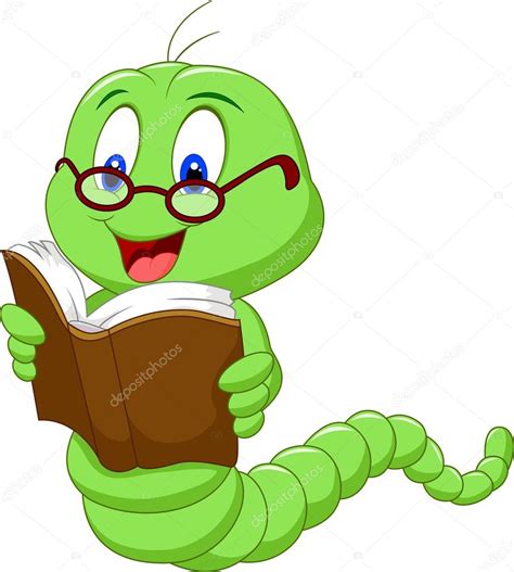 Libro de lectura de gusanos de dibujos animados Imagen Vectorial de ...
