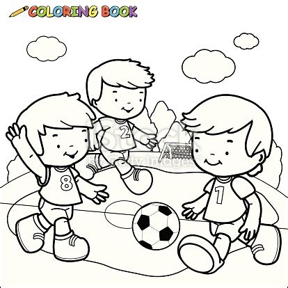 Libro Para Colorear Niños Jugando Al Fútbol   Arte ...
