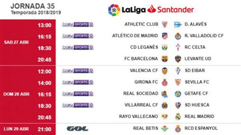 Liga Santander 2018 19: Horarios de la jornada 35: Se ...