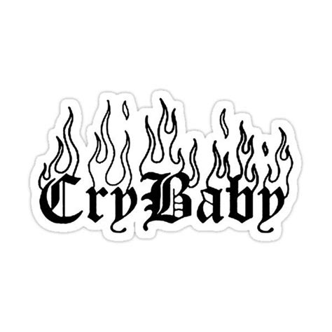 Lil Peep Cry Baby Tattoo on Fire Original Design Sticker by nmrkdesigns ...