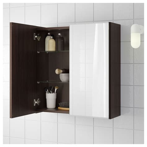 LILLÅNGEN Mirror cabinet with 2 doors   black brown black ...