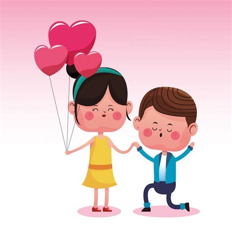Linda pareja en caricaturas de amor | Descargar Vectores Premium