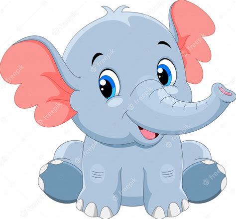Lindo bebé elefante de dibujos animados sentado | Vector ...