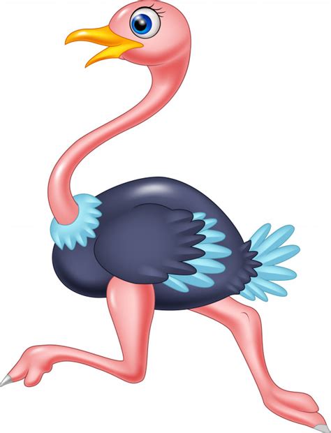 Lindo dibujo de avestruz corriendo | Vector Premium