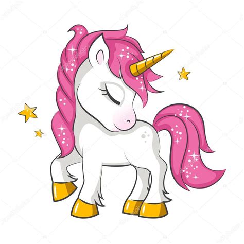 Lindo Unicornio Mágico Rosa Pequeña Diseño Vector Sobre ...