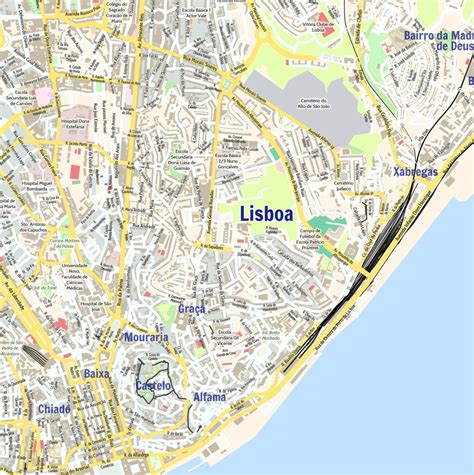 Lisbon City Map   Laminated Wall Map of Lisbon, Portugal