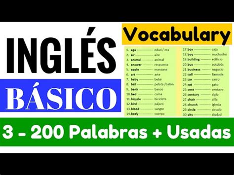 Lista de las 200 palabras más usadas en Inglés ...