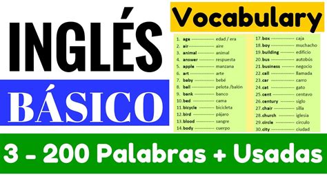 Lista de las 200 palabras más usadas en Inglés  Sustantivos   Yes en ...