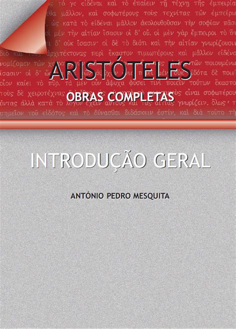 Lista de Livros: Aristóteles: obras completas  introdução geral ...