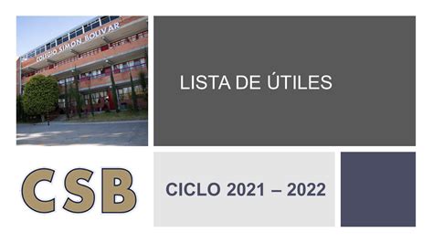 Lista de Útiles CICLO ESCOLAR 2021   2022   Colegio Simón Bolivar