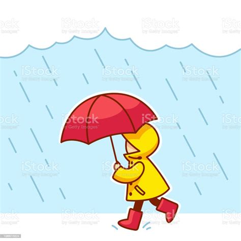 Little Child In The Rain Stock Illustration   Download Image Now   iStock