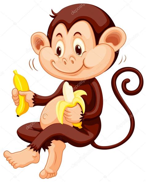 Little monkey eating bananas — Stock Vector ...