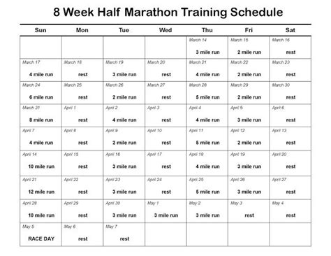 Living a Changed Life: 8 Week Half Marathon Schedule ...
