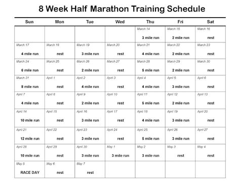 Living a Changed Life: 8 Week Half Marathon Schedule
