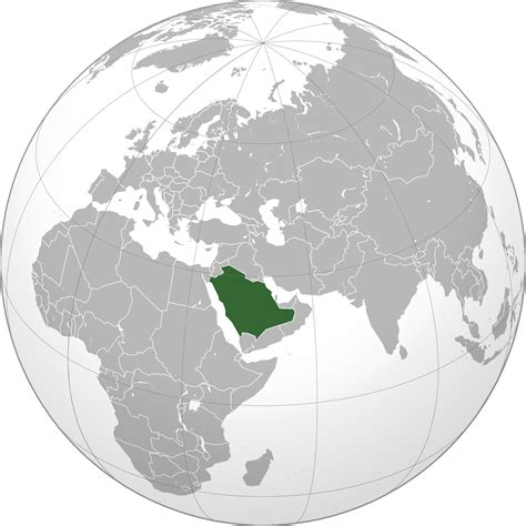 Location of the Saudi Arabia in the World Map