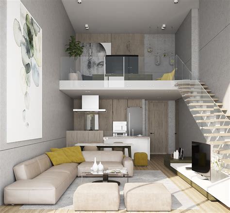 Loft Apartment Living Area on Behance | Pequeños ...