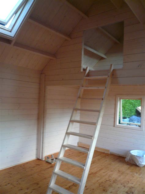 Loft area & ladder   Keops Interlock Log Cabins