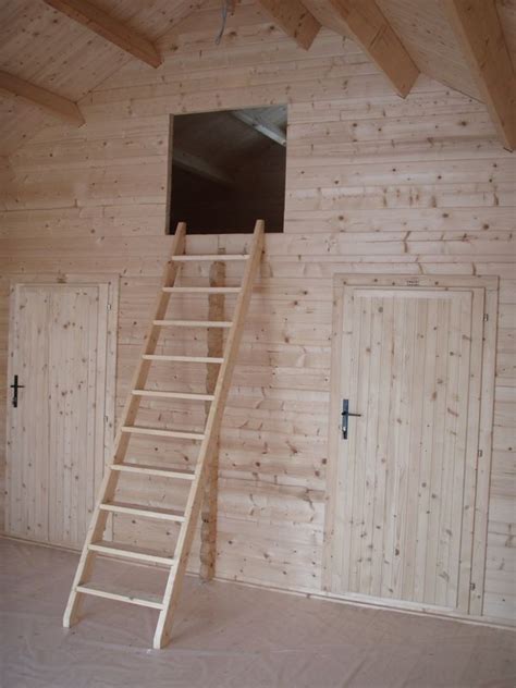 Loft area & ladder   Keops Interlock Log Cabins
