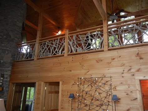 Loft area with twig railing from Cabin in Townsend Tenn ...