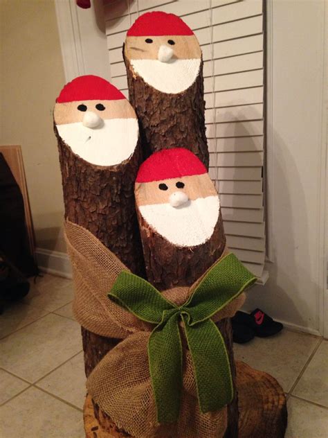 Log Santas  With images  | Holiday decor, Christmas crafts, Wood crafts