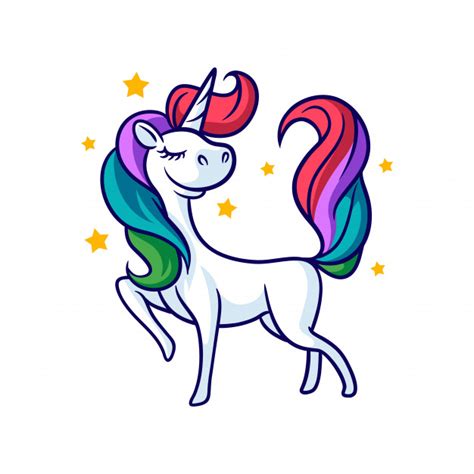 Logotipo de mascota de personaje de unicornio de dibujos ...