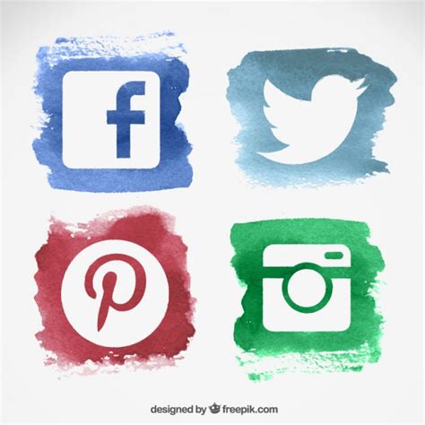 Logotipos de redes sociales de acuarela | Descargar ...