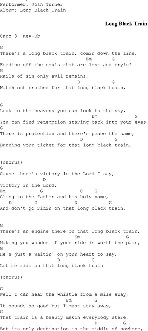 Long Black Train   Christian Gospel Song Lyrics and Chords