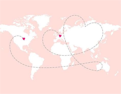 Long Distance Map, World Map With Two Cities and Heart ...
