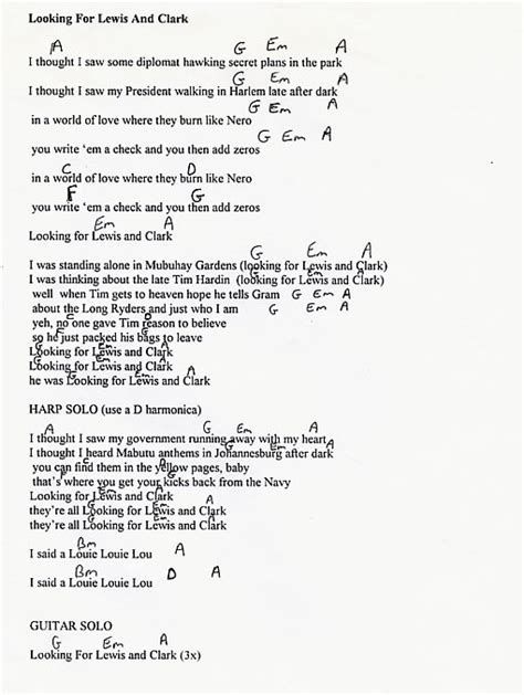 Long Ryders Lyrics and Chords   The Official Website of ...