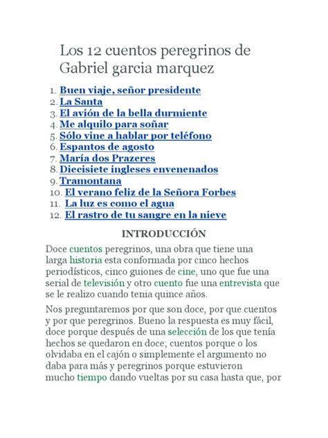 Los 12 cuentos peregrinos de Gabriel garcia marquez.docx | Gabriel ...