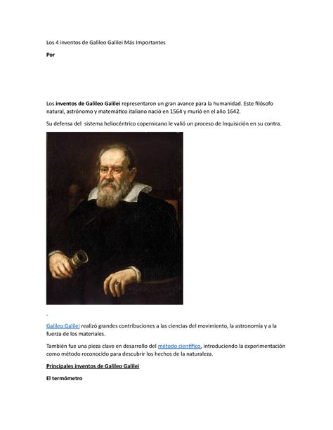 Los 4 inventos de Galileo Galilei Más Importantes   UAD   StuDocu