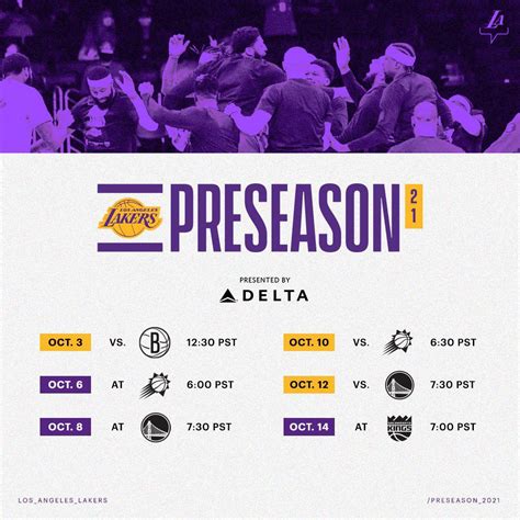 Los Angeles Lakers 2021 2022 Preseason Schedule : r/lakers