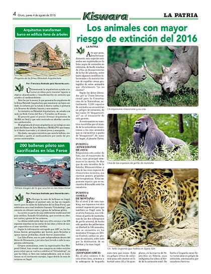 Los animales con mayor riesgo de extinción del 2016   Periódico La ...