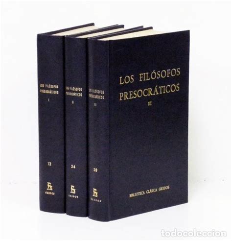 Los filósofos presocráticos. 3 tomos. bibliotec   Vendido en Venta ...
