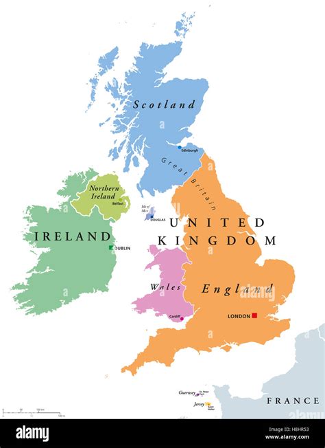Los países del Reino Unido e Irlanda mapa político ...