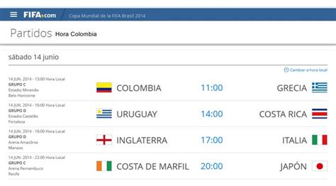 Los partidos de hoy 14 de junio, en horario colombiano