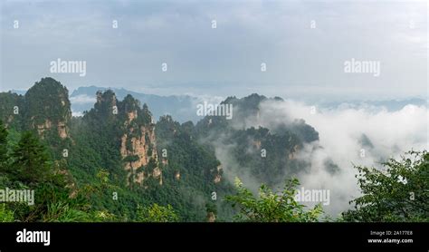 Los pilares de piedra de las montañas Tianzi en Zhangjiajie parque ...