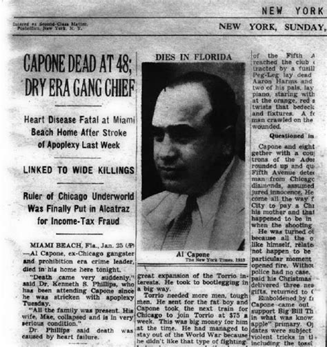 Los titulares sobre la muerte de Capone | Al capone, San ...