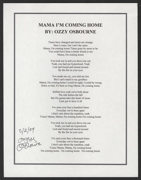 Lot Detail   Ozzy Osbourne Signed  Mama I m Coming Home ...