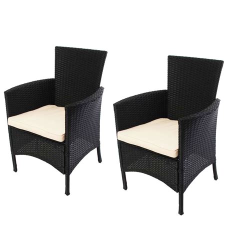 Lote 2 sillas de jardín PARMA, poly ratán/aluminio negro ...