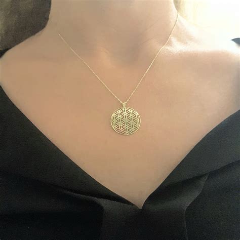 Lotus Flower Pendant Necklace for Women 14K Real Solid Gold | Latika ...